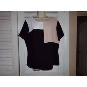 Vintage Nine West color block blouse XL Perfect condition‎ Pink/white